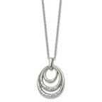 Multi-Circle CZ Necklace in Stainless Steel, 20in