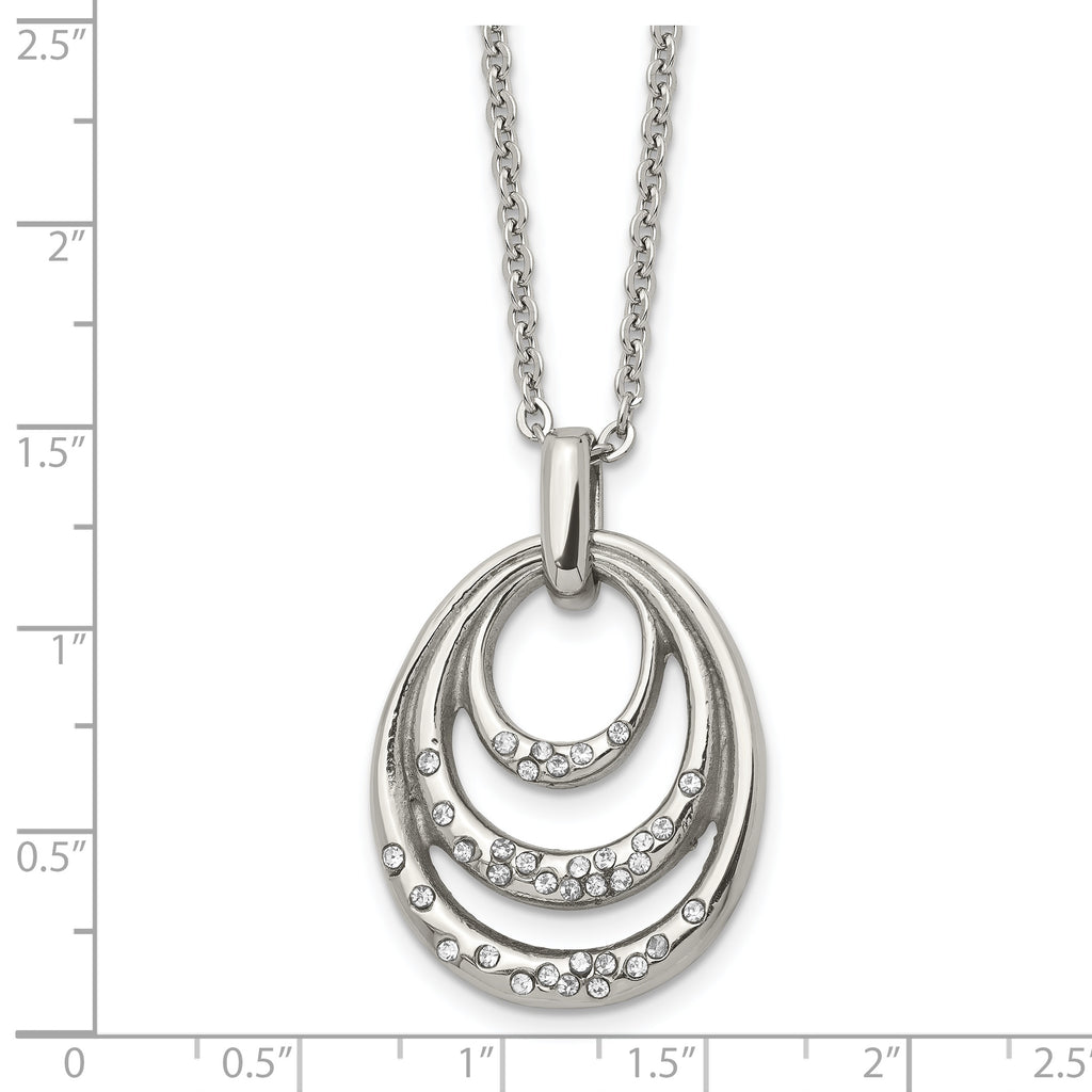 Multi-Circle CZ Necklace in Stainless Steel, 20in