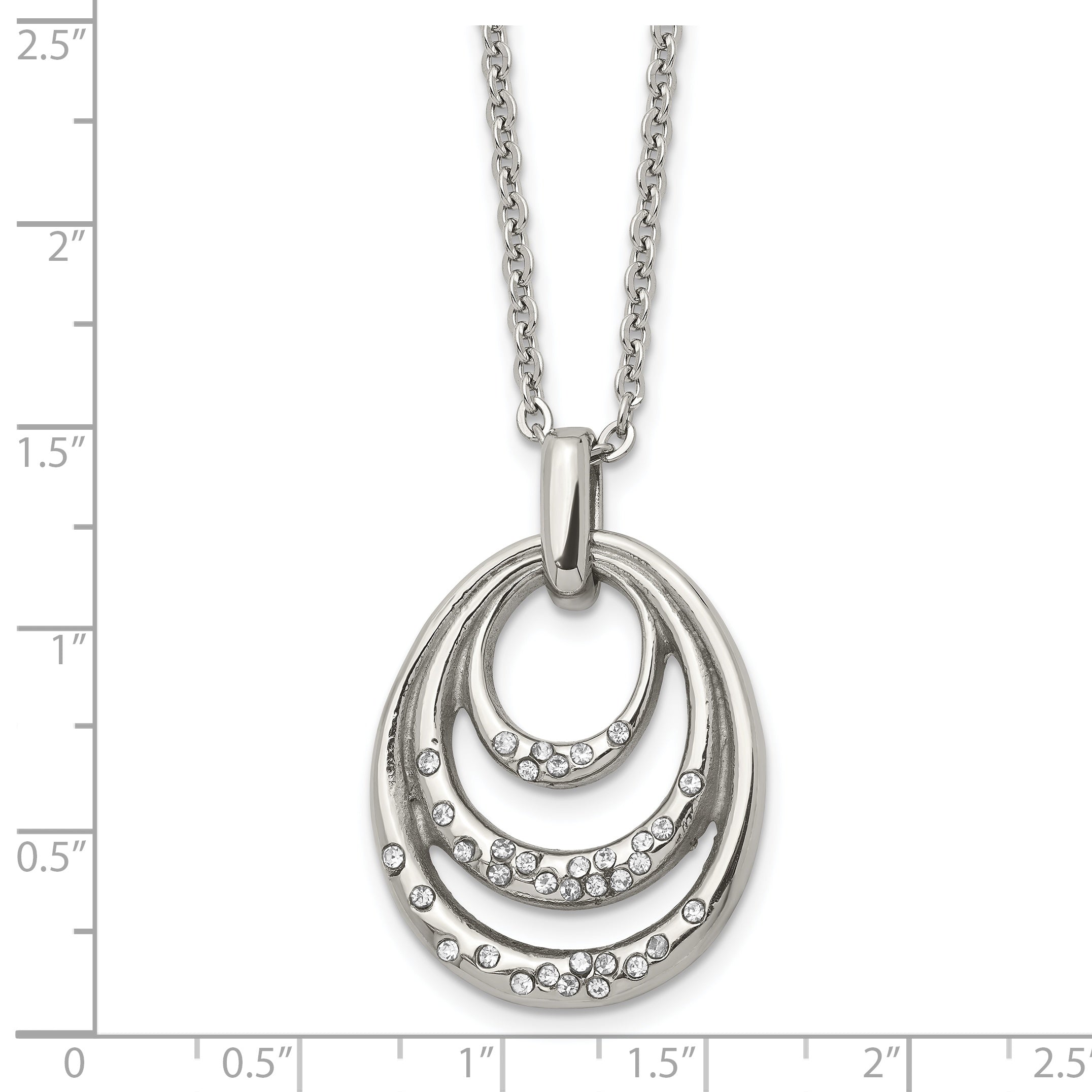 Multi-Circle CZ Necklace in Stainless Steel, 20in