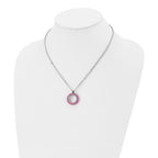 Pink Crystal Circle Necklace in Stainless Steel, 18in