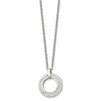 Crystal Open Circle Pendant Necklace in Stainless Steel