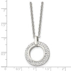 Crystal Open Circle Pendant Necklace in Stainless Steel