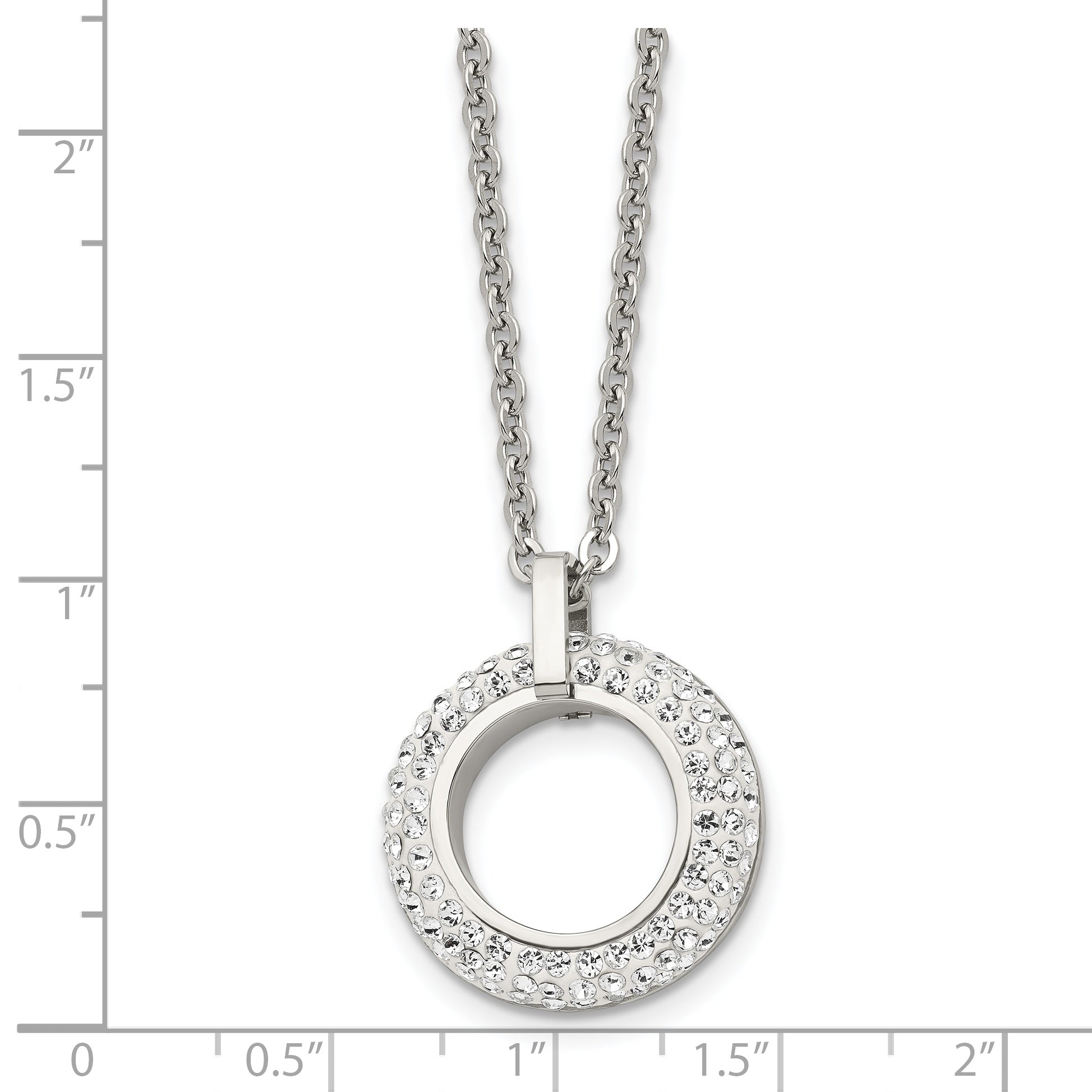 Crystal Open Circle Pendant Necklace in Stainless Steel