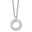 Chisel Stainless Steel Polished White Enameled with Crystals Open Circle Pendant on an 18 inch Cable Chain Necklace