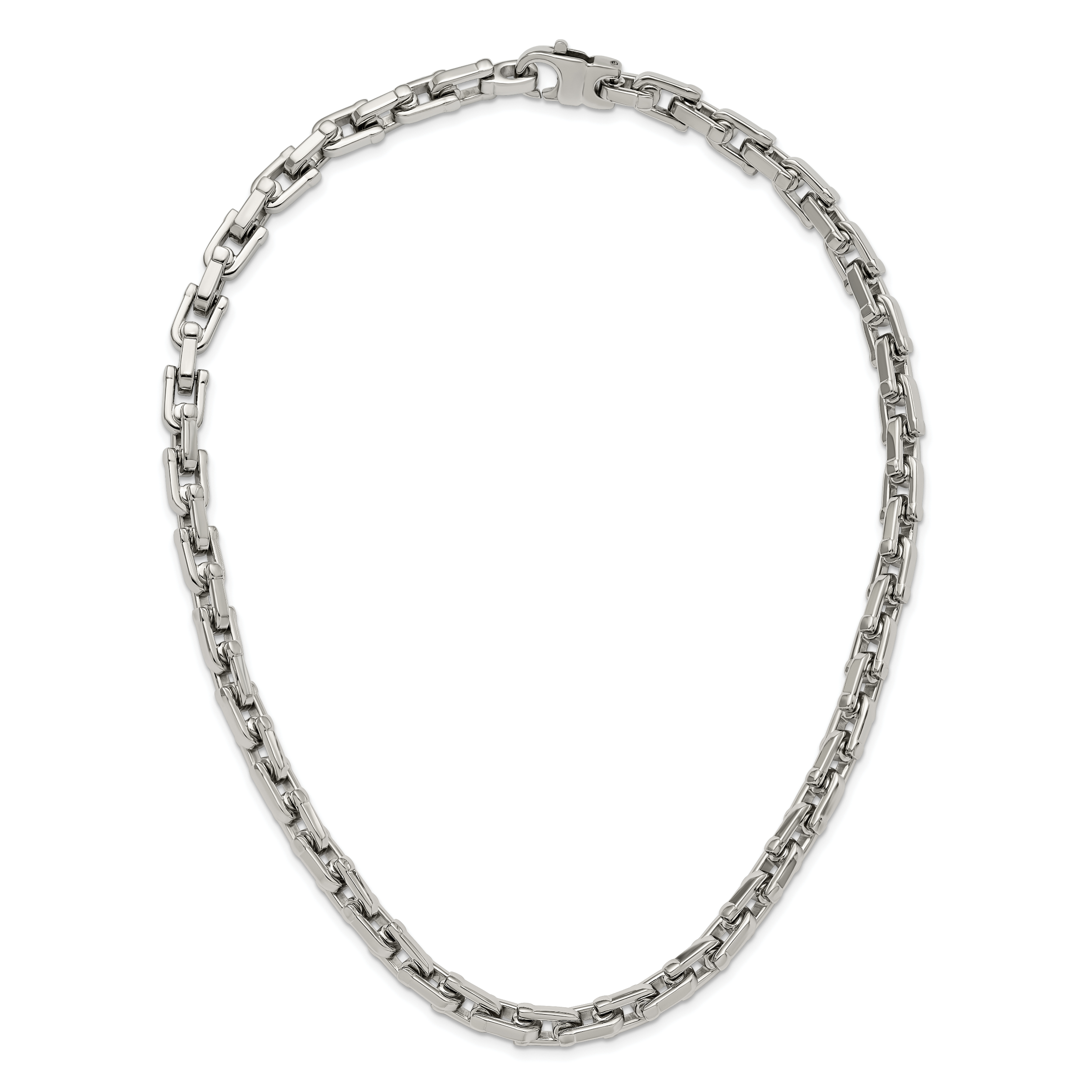 Polished Link Necklace in Stainless Steel, 7mm
