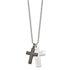 Lord's Prayer Cross Necklace in Black IP Stainless Steel