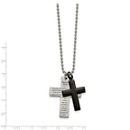 Lord's Prayer Cross Necklace in Black IP Stainless Steel