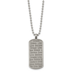 Chisel Stainless Steel Antiqued Brushed and Textured Live/Dream/Believe Dog Tag on a 24 inch Ball Chain Necklace