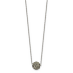 Black Enamel & Crystal Necklace in Stainless Steel