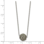 Black Enamel & Crystal Necklace in Stainless Steel