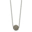 Stainless Steel Polished Black Enamel w/Crystals 16in w/2in ext Necklace