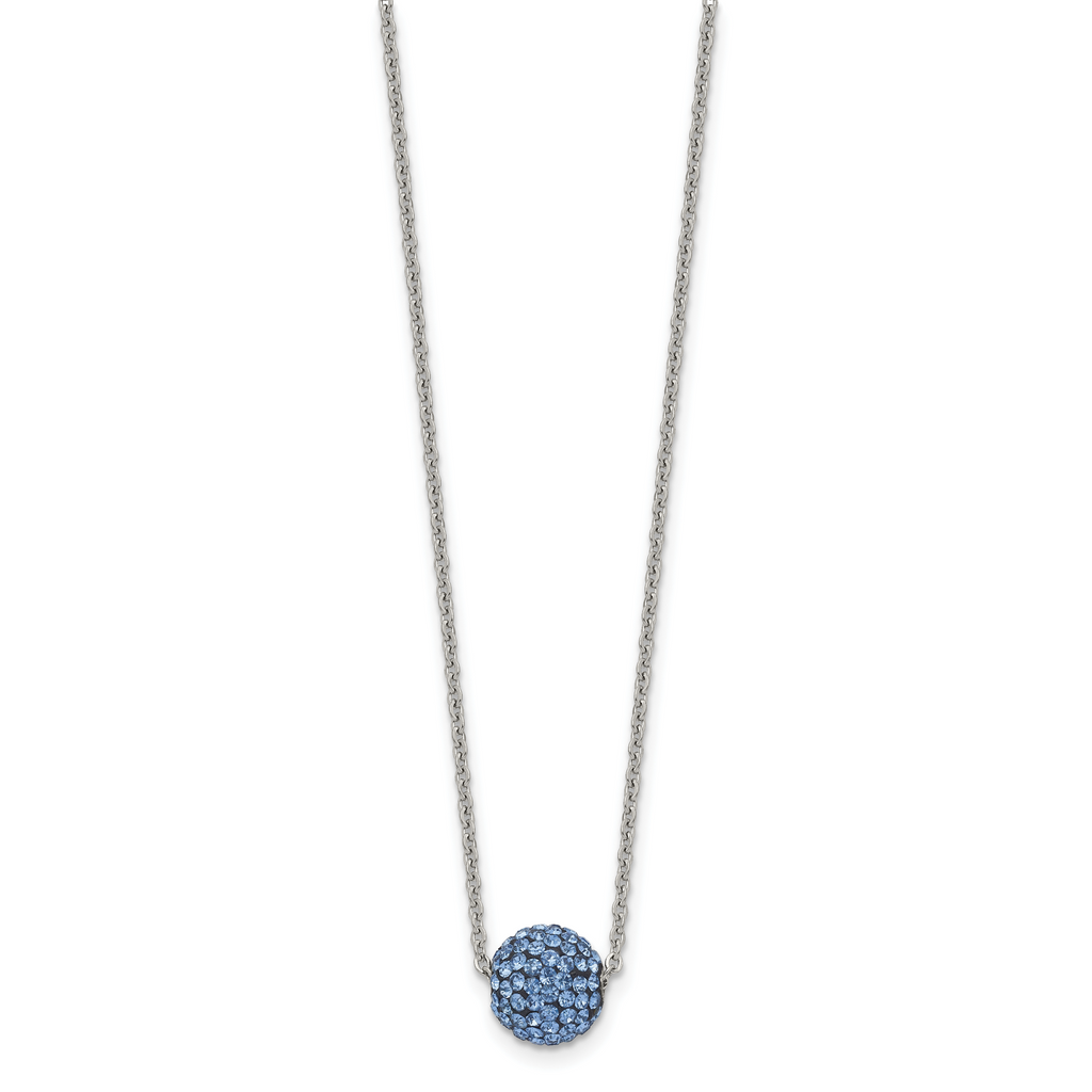 Blue Enamel & Crystal Necklace in Stainless Steel