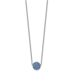 Blue Enamel & Crystal Necklace in Stainless Steel