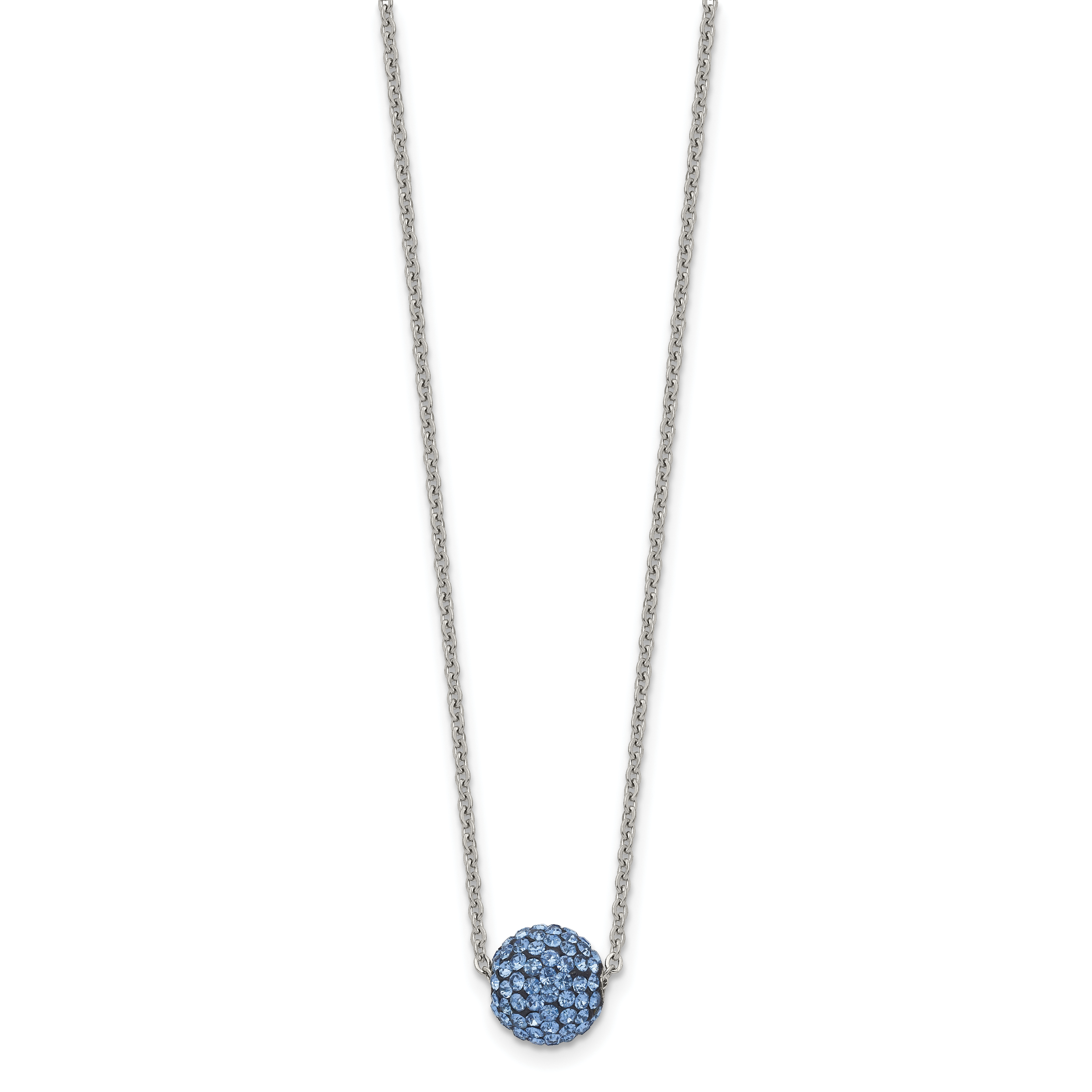 Blue Enamel & Crystal Necklace in Stainless Steel
