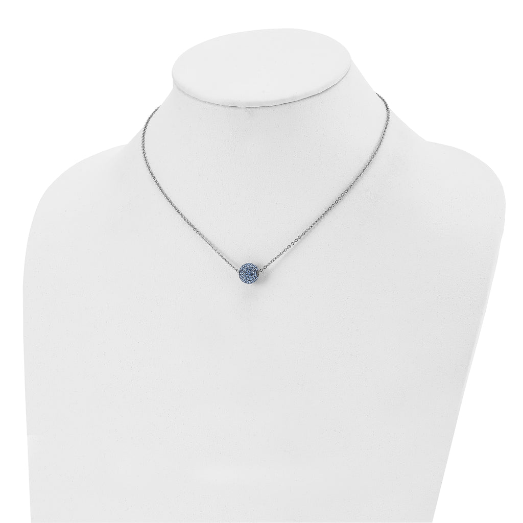 Blue Enamel & Crystal Necklace in Stainless Steel