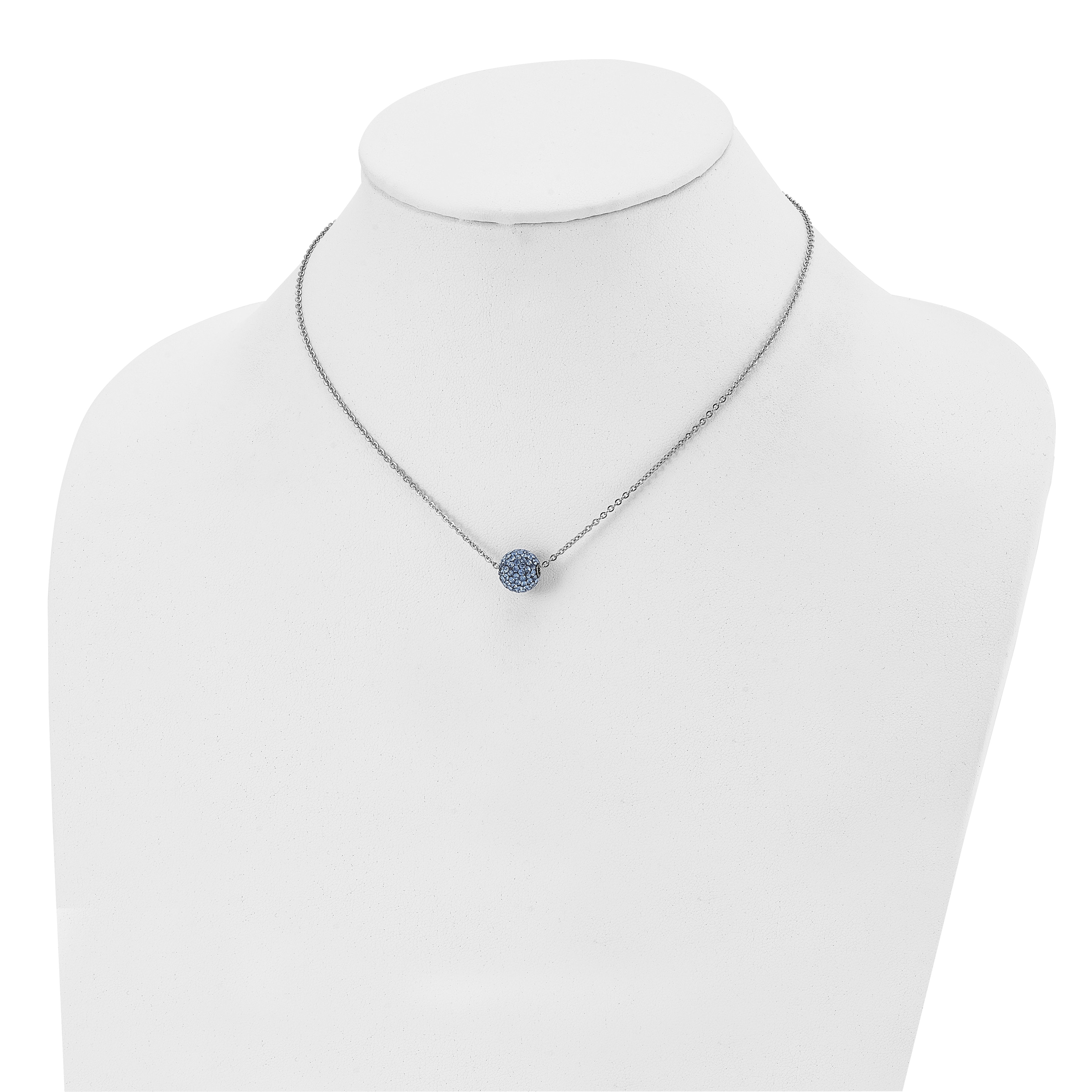 Blue Enamel & Crystal Necklace in Stainless Steel