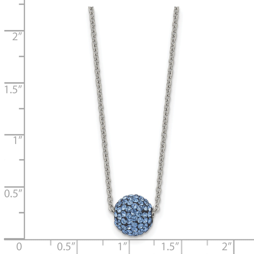 Blue Enamel & Crystal Necklace in Stainless Steel