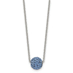 Stainless Steel Polished Blue Enamel w/Crystals 16in w/2in ext Necklace