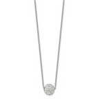 Stainless Steel Polished White Enamel w/Crystals 16in w/2in ext Necklace