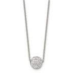 Stainless Steel Polished White Enamel w/Crystals 16in w/2in ext Necklace