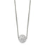 Stainless Steel Polished White Enamel w/Crystals 16in w/2in ext Necklace