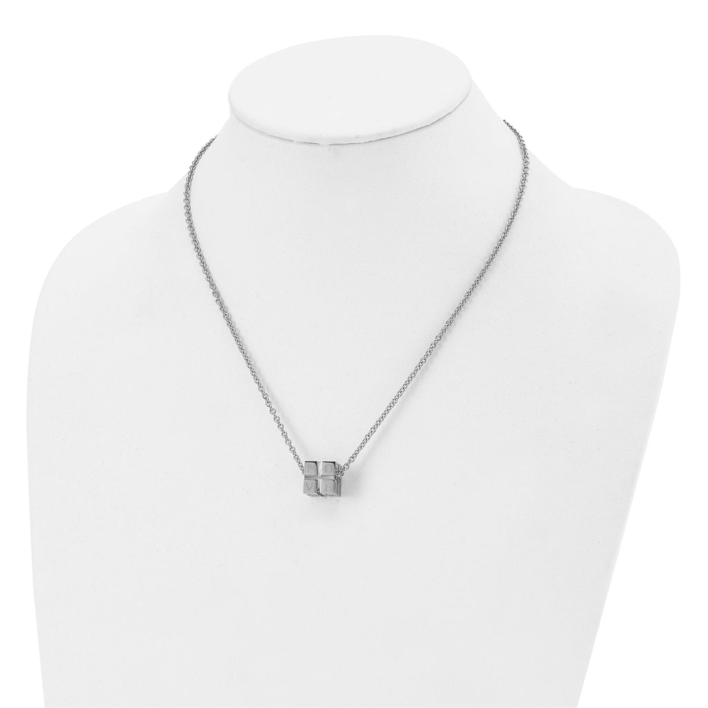 Chisel Stainless Steel Polished LOVE Blocks on a 18.5 inch Cable Chain Necklace