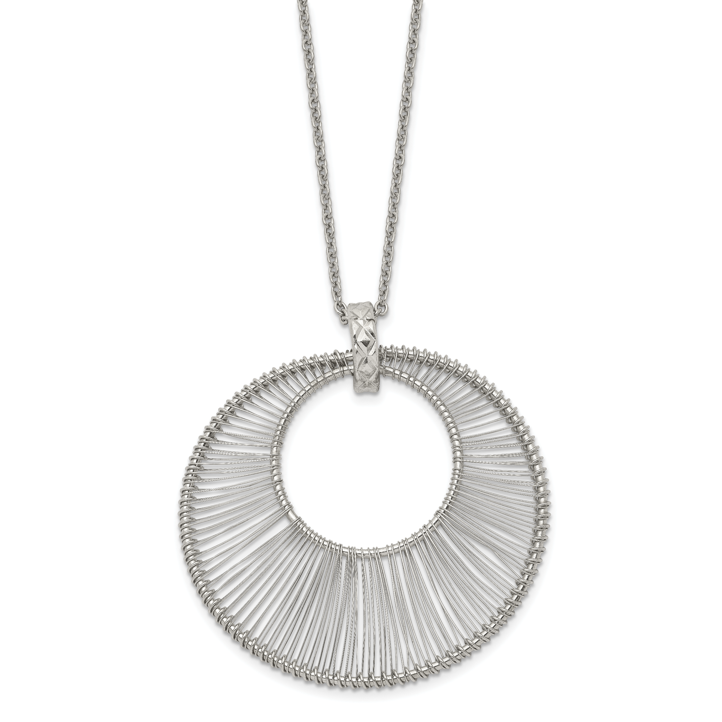 Polished Wire Circle Necklace in Stainless Steel