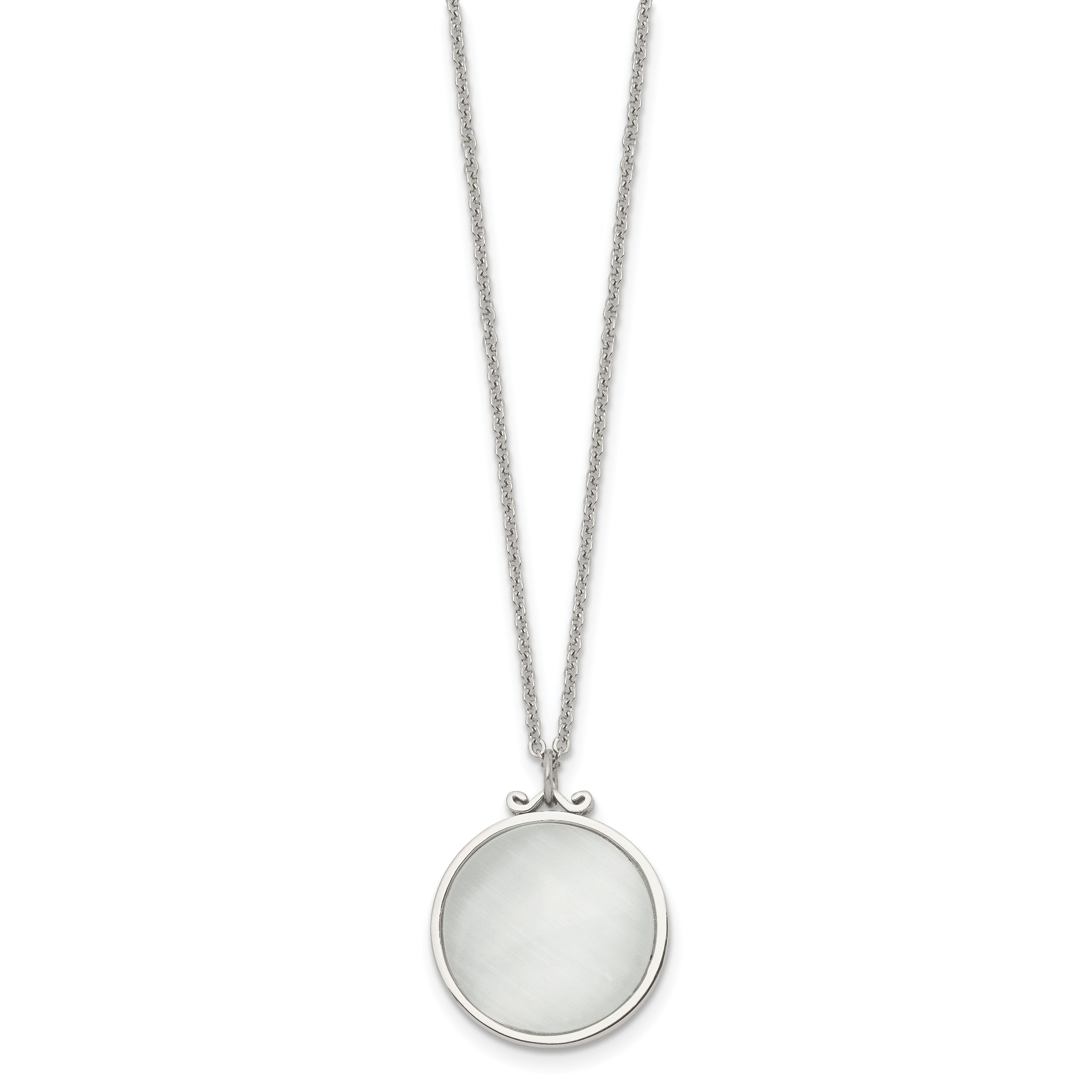 Stainless Steel Polished White Cat's Eye Reversible 18.25in Necklace