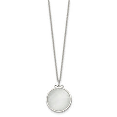 Stainless Steel Polished White Cat's Eye Reversible 18.25in Necklace