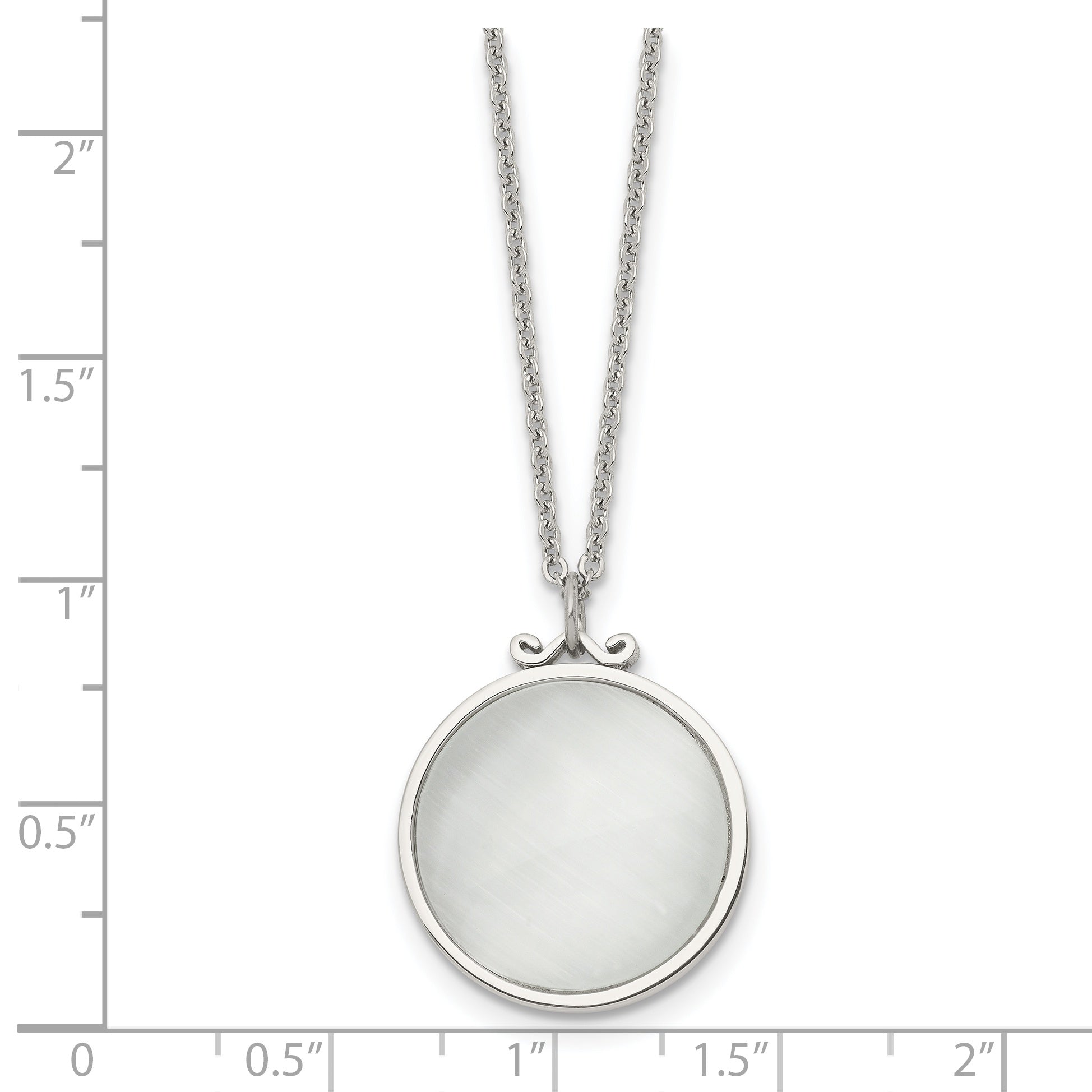 Stainless Steel Polished White Cat's Eye Reversible 18.25in Necklace