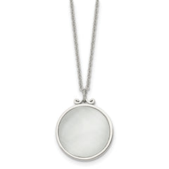 Stainless Steel Polished White Cat's Eye Reversible 18.25in Necklace