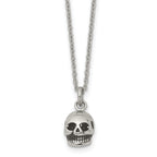 Stainless Steel Polished and Antiqued Skull 19in Necklace