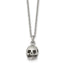 Stainless Steel Polished and Antiqued Skull 19in Necklace