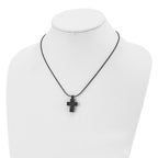 Black Crystal Cross Necklace in Black IP Stainless Steel