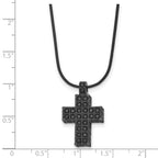 Black Crystal Cross Necklace in Black IP Stainless Steel