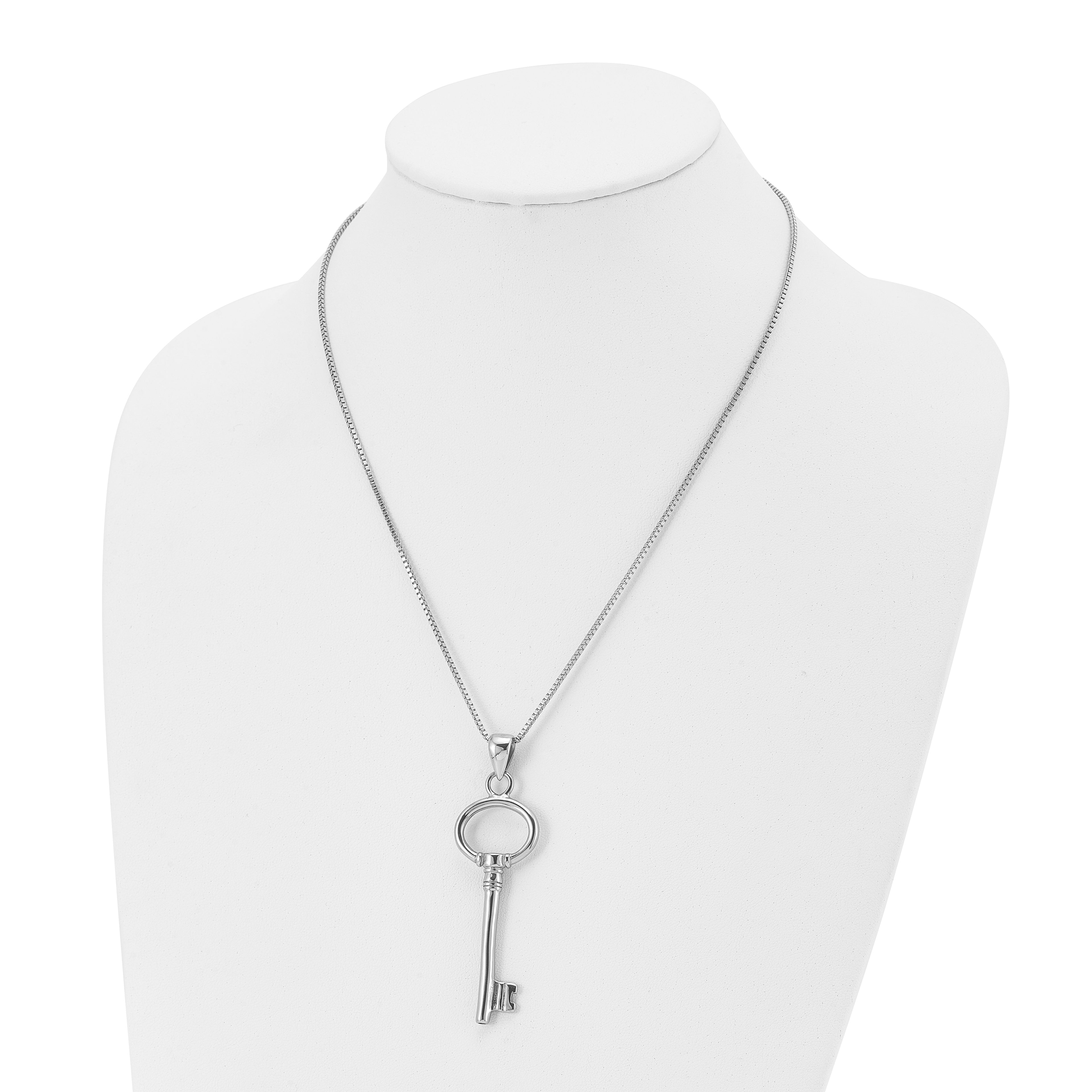 Chisel Stainless Steel Polished Key Pendant on a 20 inch Box Chain Necklace