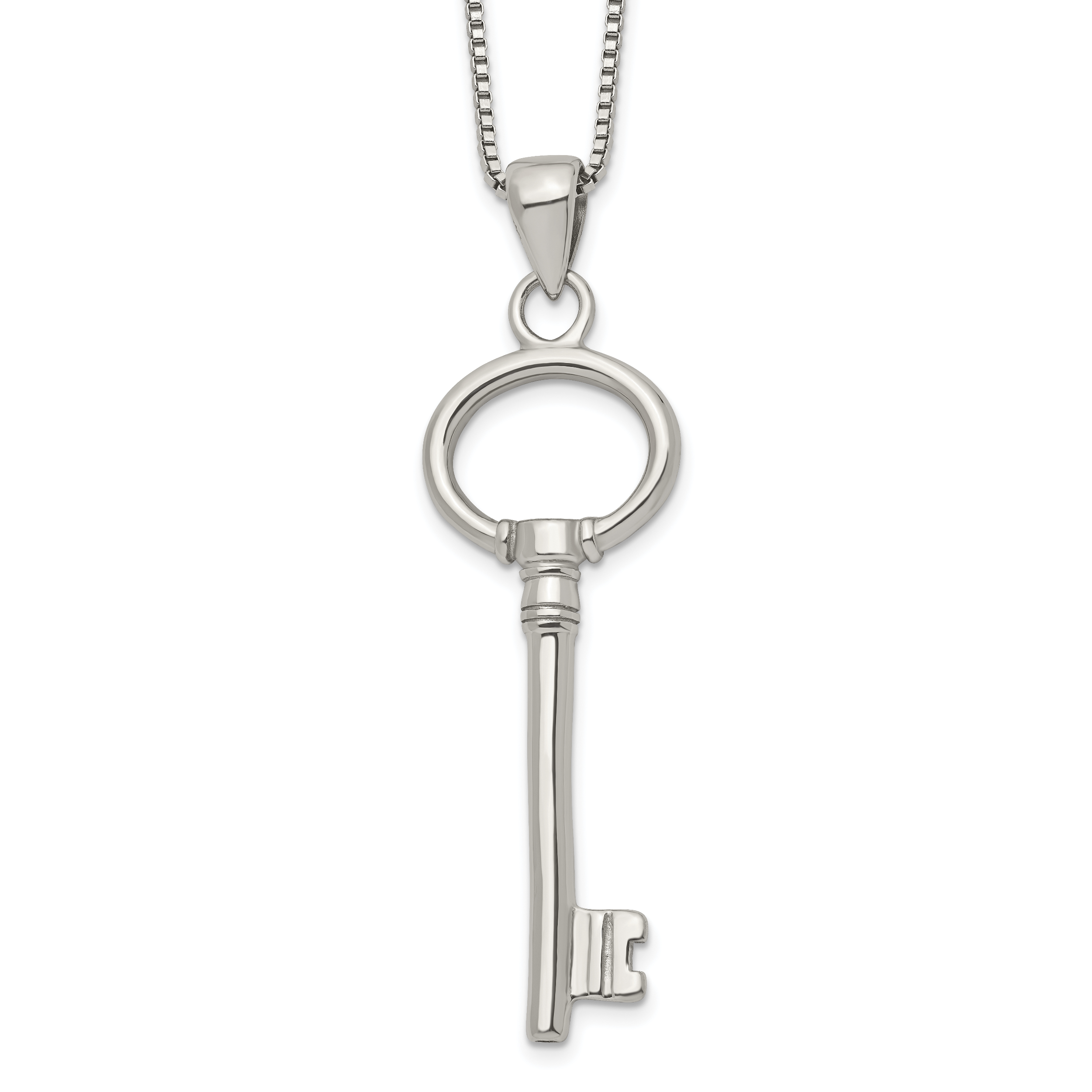 Chisel Stainless Steel Polished Key Pendant on a 20 inch Box Chain Necklace Main image