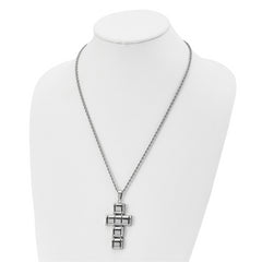 Chisel Stainless Steel Polished Moveable Cross 22 inch Rope Chain Necklace