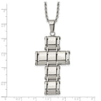 Chisel Stainless Steel Polished Moveable Cross 22 inch Rope Chain Necklace