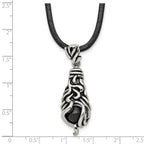 Black Agate Pendant Necklace in Stainless Steel, 20"