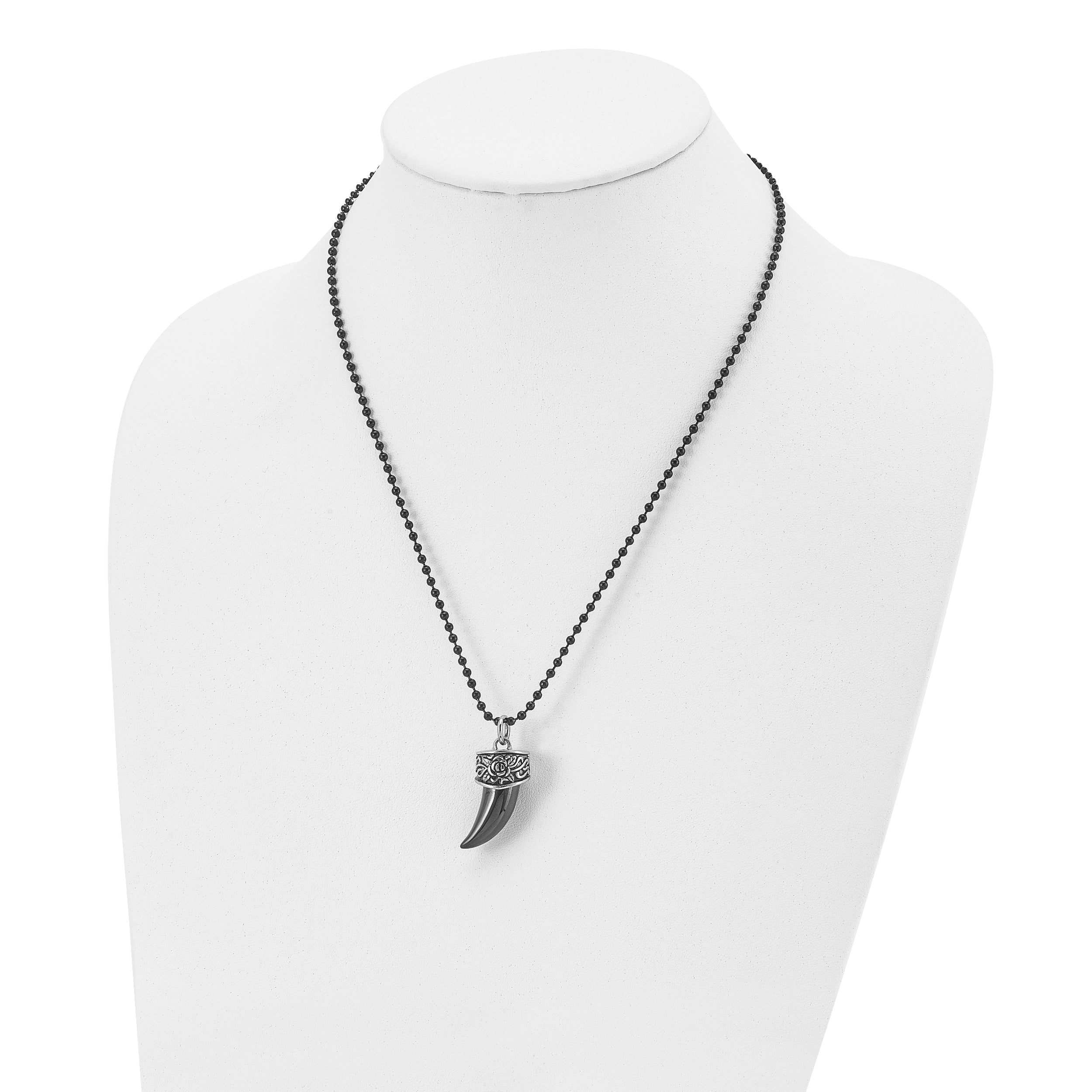 Chisel Stainless Steel Antiqued and Polished Black IP-plated Claw Pendant on a 20 inch Ball Chain Necklace