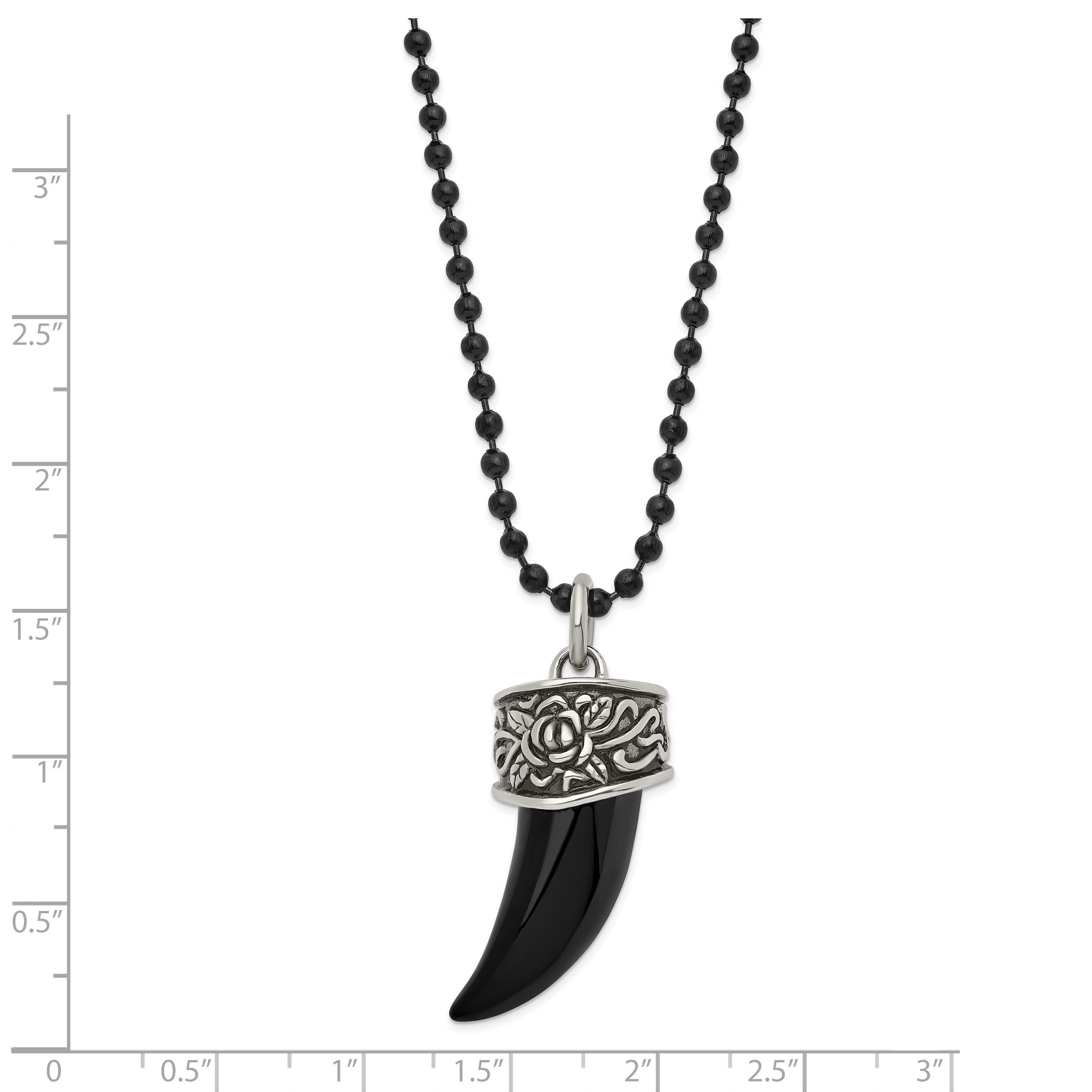 Chisel Stainless Steel Antiqued and Polished Black IP-plated Claw Pendant on a 20 inch Ball Chain Necklace