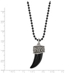 Black IP-Plated Claw Pendant Necklace in Stainless Steel
