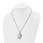 White Cat's Eye Heart Necklace in Stainless Steel