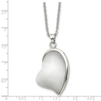 White Cat's Eye Heart Necklace in Stainless Steel