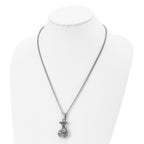 Chisel Stainless Steel Polished and Antiqued Money Bag Pendant on a 22 inch Curb Chain Necklace