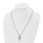 Chisel Stainless Steel Polished Fancy Cross Pendant on a 22 inch Ball Chain Necklace