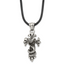 Chisel Stainless Steel Antiqued and Polished Snake on Cross Pendant on a 20 inch Leather Cord Necklace