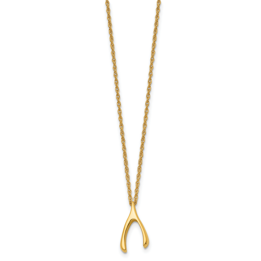 Chisel Stainless Steel Polished Yellow IP-plated Wishbone on a 16 inch Multi-Link Chain Necklace