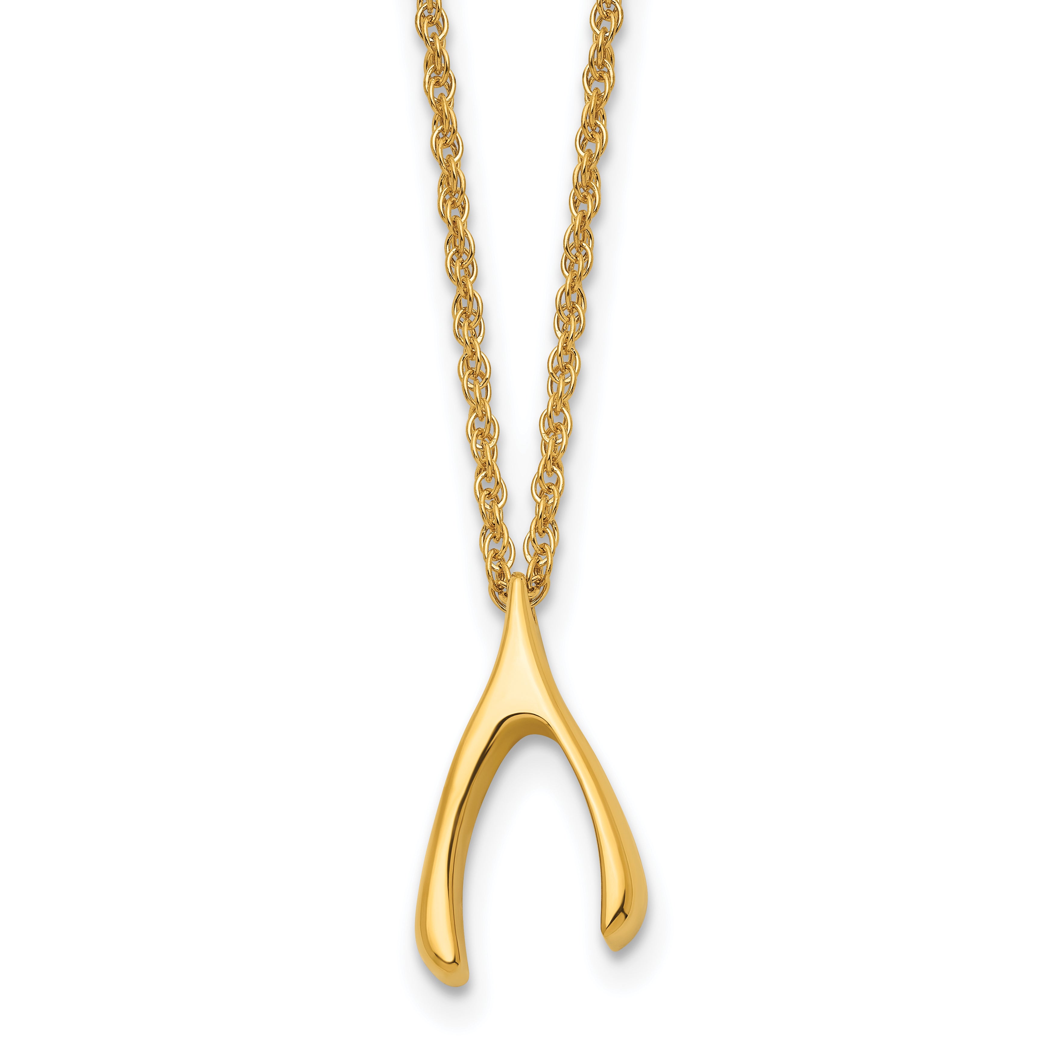 Chisel Stainless Steel Polished Yellow IP-plated Wishbone on a 16 inch Multi-Link Chain Necklace Main image